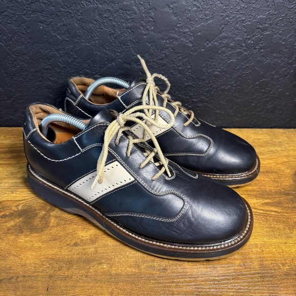 Johnston & Murphy Passport Mens 9.5 M Black Leather Oxford Shoes Made in Italy